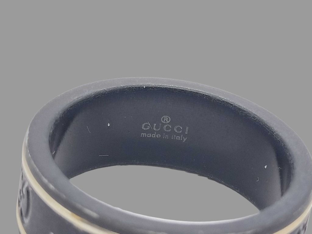 GUCCI グッチ リング 指輪 GGアイコン ブラック ゴールド セラミック レディース