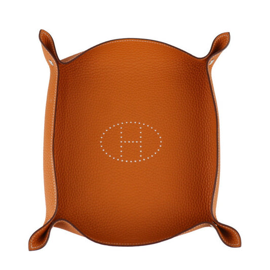 Very good condition HERMES Hermes Vide Poche Mini "Mise et Lerance Desk" H Evelyn Other miscellaneous goods H400060M 5F Taurillon Clemence Potiron Orange Silver hardware Tray Accessory case Z engraved