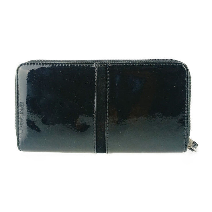 FRANCESCO BIASIA フランチェスコ・ビアジア 財布 ラウンドファスナー 長財布 561072-10 ブラック パテントレザー レディース シルバー金具 超美品