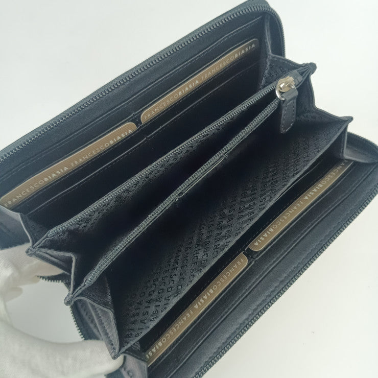 FRANCESCO BIASIA フランチェスコ・ビアジア 財布 ラウンドファスナー 長財布 561072-10 ブラック パテントレザー レディース シルバー金具 超美品