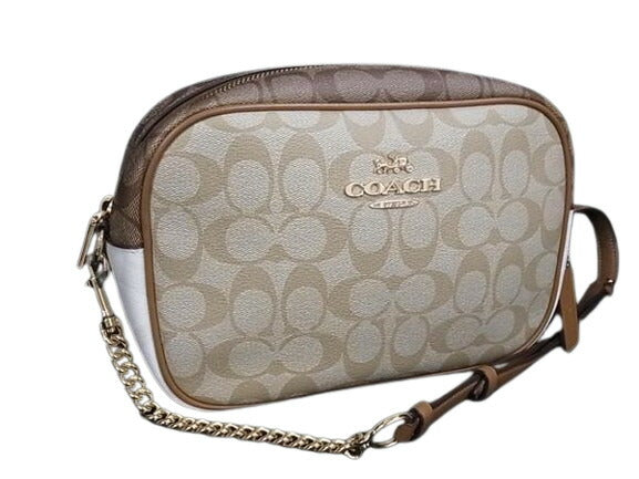 COACH コーチ ショルダーバッグ シグネチャー CA172 ライトカーキ×チョークマルチ ライトゴールド PVCコーティングキャンバス×レザー レディース ジェイミー カメラ バッグ B2261-CA172 超美品