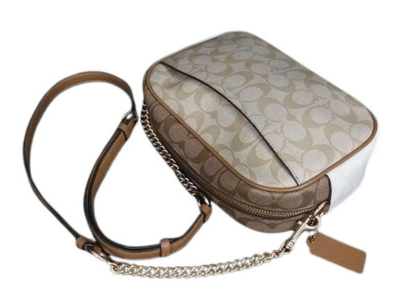 COACH コーチ ショルダーバッグ シグネチャー CA172 ライトカーキ×チョークマルチ ライトゴールド PVCコーティングキャンバス×レザー レディース ジェイミー カメラ バッグ B2261-CA172 超美品
