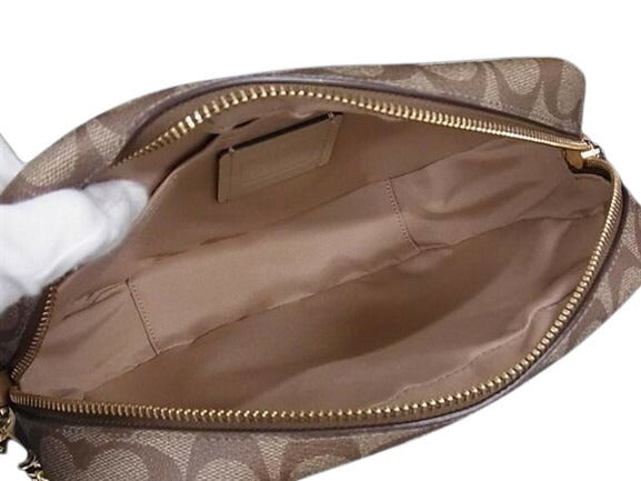 COACH コーチ ショルダーバッグ シグネチャー CA172 ライトカーキ×チョークマルチ ライトゴールド PVCコーティングキャンバス×レザー レディース ジェイミー カメラ バッグ B2261-CA172 超美品