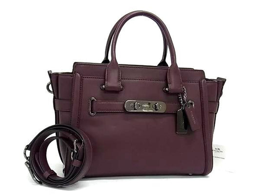 超美品 COACH コーチ ハンドバッグ スワッガー 55496 ボルドー系 レザー レディース 2WAY クロスボディ