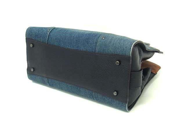 COACH コーチ ハンドバッグ 37786 ブルー系×ネイビー系 デニム×レザー レディース ターンロック 2WAY