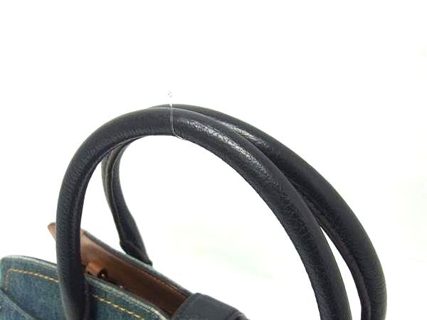 COACH コーチ ハンドバッグ 37786 ブルー系×ネイビー系 デニム×レザー レディース ターンロック 2WAY