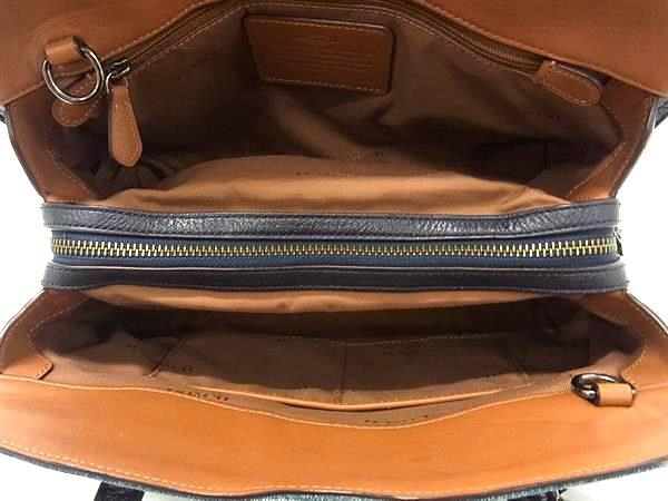 COACH コーチ ハンドバッグ 37786 ブルー系×ネイビー系 デニム×レザー レディース ターンロック 2WAY