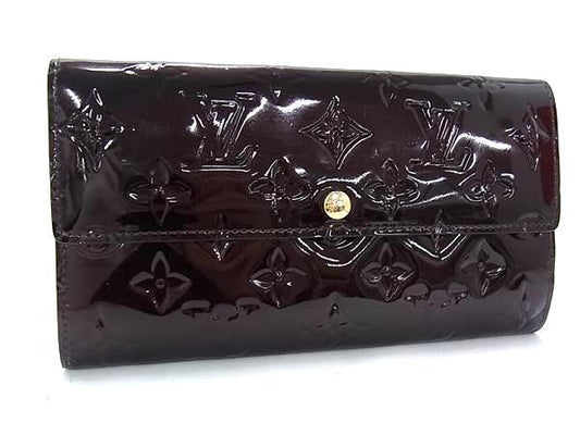 LOUIS VUITTON ヴィトン 財布 モノグラムヴェルニ ポルトフォイユ サラ M93524 アマラント パテントレザー ユニセックス 二つ折り 長財布 ゴールド金具