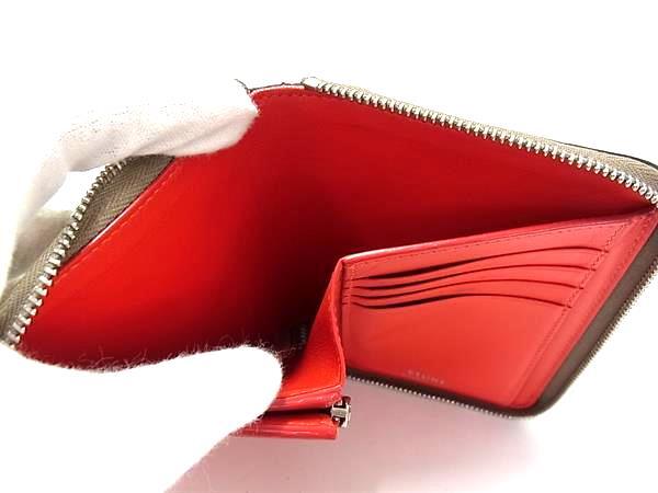 CELINE セリーヌ 財布 ミディアム ジップアラウンド ベージュ レッド レザー レディース ラウンドファスナー 二つ折り財布 シルバー金具