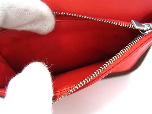 CELINE セリーヌ 財布 ミディアム ジップアラウンド ベージュ レッド レザー レディース ラウンドファスナー 二つ折り財布 シルバー金具