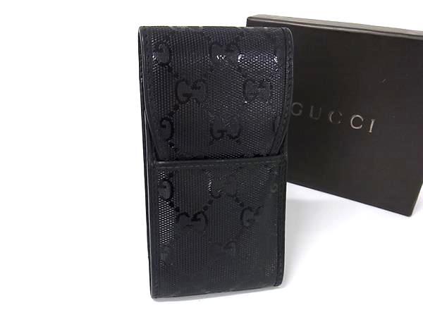 GUCCI グッチ シガレットケース GGインプリメ 181716 ブラック PVC×レザー ユニセックス 美品
