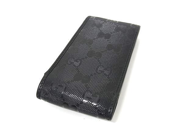 GUCCI グッチ シガレットケース GGインプリメ 181716 ブラック PVC×レザー ユニセックス 美品
