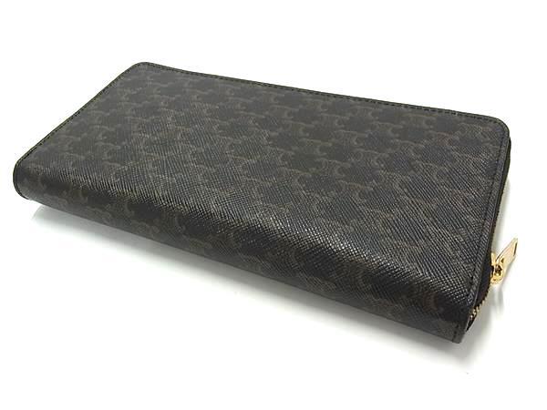 CELINE セリーヌ 財布 LARGE ZIP WALLET 10B552 ブラック系 PVC×レザー ユニセックス マカダム柄 ラウンドファスナー 長財布 ゴールド金具
