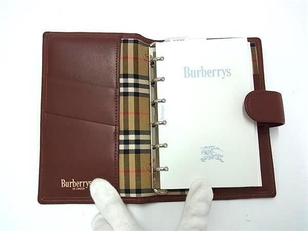 Burberrys バーバリーズ システムノート ブラウン レザー ユニセックス ノバチェック 新古未使用展示品