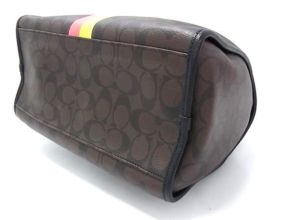 COACH コーチ ハンドバッグ シグネチャー ダブルストライプ ホース アンド キャリッジ ベネット サッチェル F33889 ブラウン ブラック イエロー レッド PVC レザー レディース 2WAY シルバー金具 新品未使用展示品