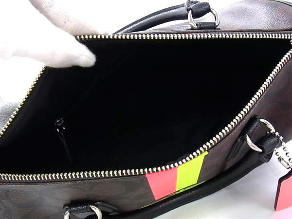 COACH コーチ ハンドバッグ シグネチャー ダブルストライプ ホース アンド キャリッジ ベネット サッチェル F33889 ブラウン ブラック イエロー レッド PVC レザー レディース 2WAY シルバー金具 新品未使用展示品