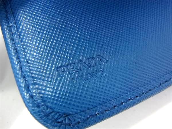 PRADA プラダ 財布 1M1348 ブルー サフィアーノレザー ユニセックス ラウンドファスナー 二つ折り 長財布 ゴールド金具 美品