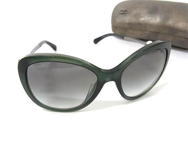 CHANEL シャネル サングラス ココマーク 5338HA カーキ グリーングラデーション プラスチック ユニセックス フェイクパール
