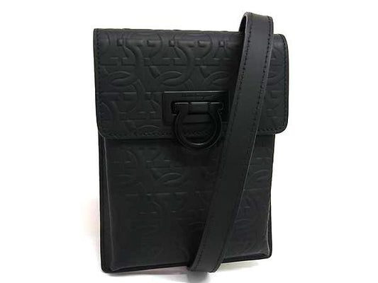 Salvatore Ferragamo フェラガモ ショルダーバッグ ガンチーニ GG241149 ブラック レザー ユニセックス 超美品