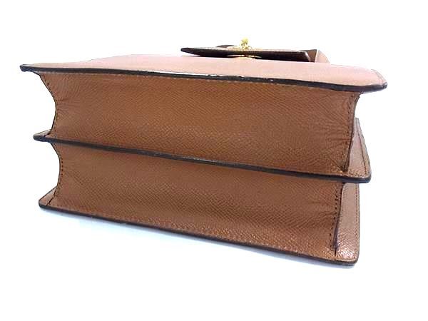 BVLGARI ブルガリ ハンドバッグ ブルガリブルガリ ブラウン レザー レディース ターンロック 2WAY ゴールド金具 美品