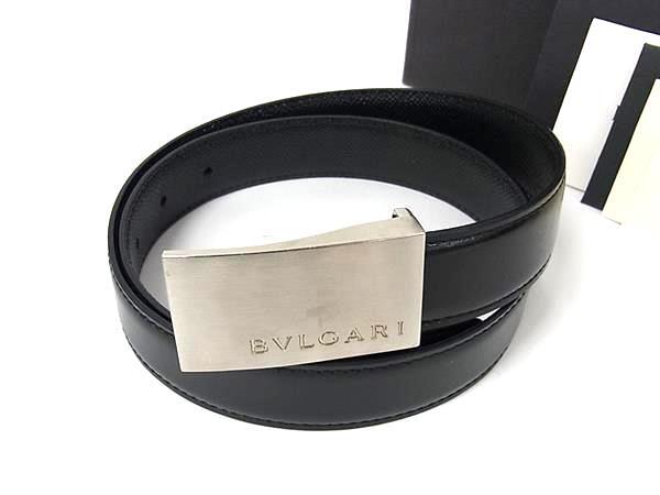 BVLGARI ブルガリ ベルト ブラック レザー メンズ シルバー金具