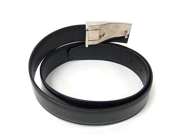 BVLGARI ブルガリ ベルト ブラック レザー メンズ シルバー金具