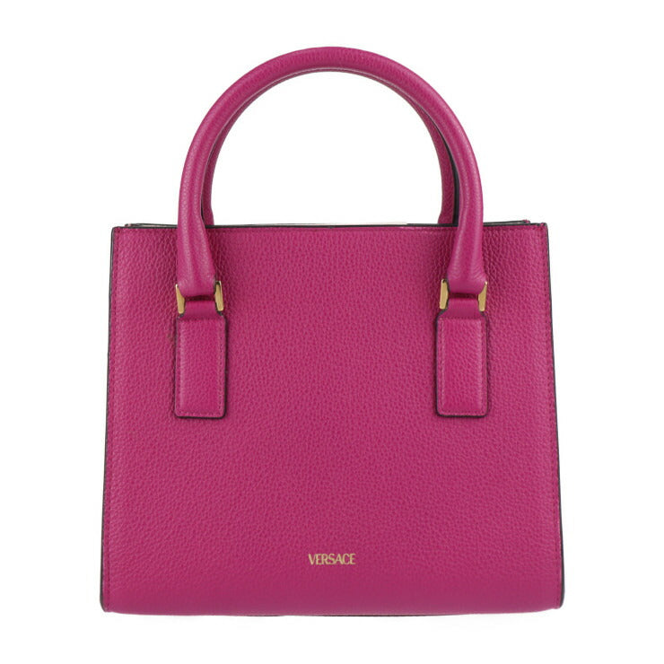 超美品 VERSACE ヴェルサーチ VIRTUS ヴィルトゥス ハンドバッグ 1005960 レザー マゼンタ系 ピンクベージュ系 ゴールド金具 2WAY ショルダーバッグ