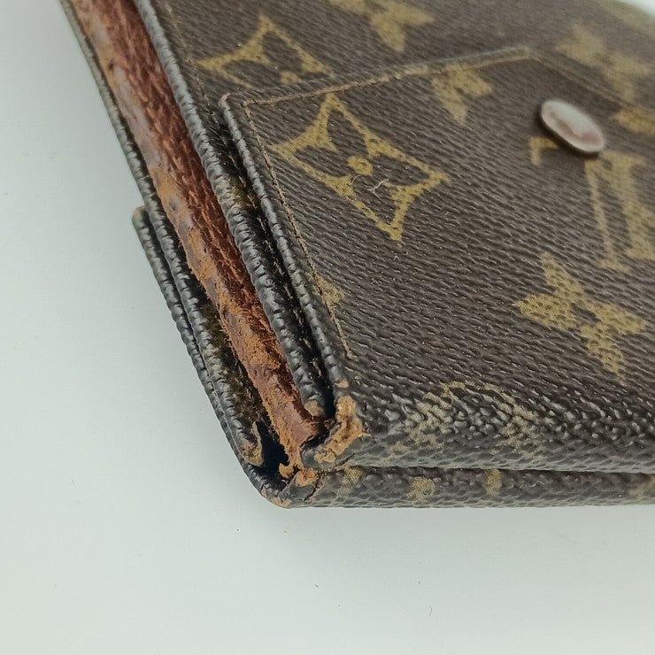 LOUIS VUITTON ルイ ヴィトン 二つ折り財布 ポルトモネ・ビエ・カルトクレディ M61660(旧型) ブラウン モノグラムキャンバス レザー レディース Wホック
