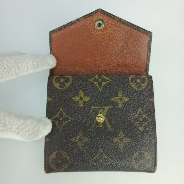 LOUIS VUITTON ルイ ヴィトン 二つ折り財布 ポルトモネ・ビエ・カルトクレディ M61660(旧型) ブラウン モノグラムキャンバス レザー レディース Wホック