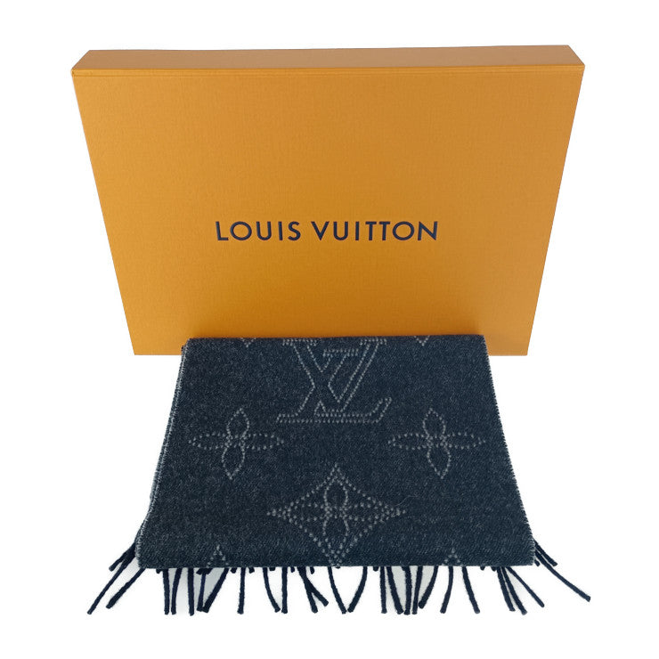 新古未使用展示品 LOUIS VUITTON ルイヴィトン マフラー エシャルプ・フライト モード マヒナ M77902 ブラック カシミヤ 57% ウール 42% シルク 1% ユニセックス フリンジ