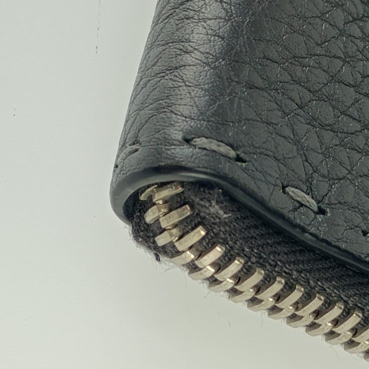 FENDI フェンディ クラッチバッグ セレリア 7M0225 グレー系 シルバー金具 レザー メンズ セカンドバッグ ポーチ Ｌ字ファスナー