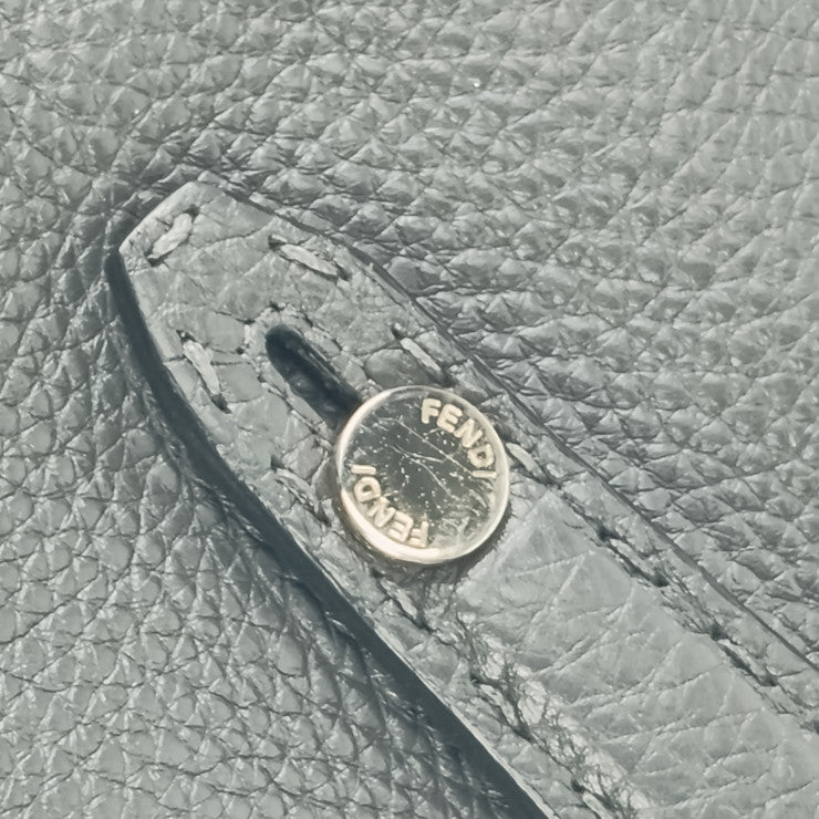 FENDI フェンディ クラッチバッグ セレリア 7M0225 グレー系 シルバー金具 レザー メンズ セカンドバッグ ポーチ Ｌ字ファスナー