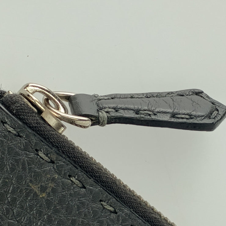 FENDI フェンディ クラッチバッグ セレリア 7M0225 グレー系 シルバー金具 レザー メンズ セカンドバッグ ポーチ Ｌ字ファスナー