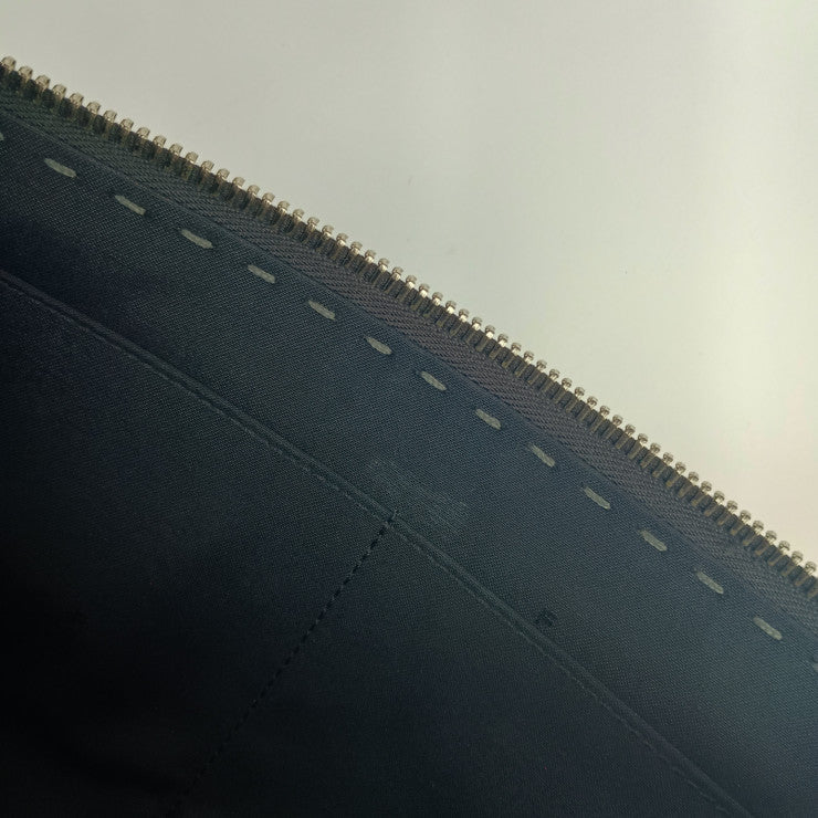 FENDI フェンディ クラッチバッグ セレリア 7M0225 グレー系 シルバー金具 レザー メンズ セカンドバッグ ポーチ Ｌ字ファスナー