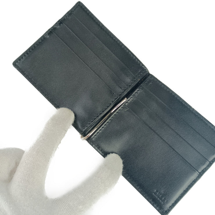 美品 GUCCI グッチ 二つ折り財布 GGエンボス マネークリップ 676656 ブラック レザー メンズ 札入れ