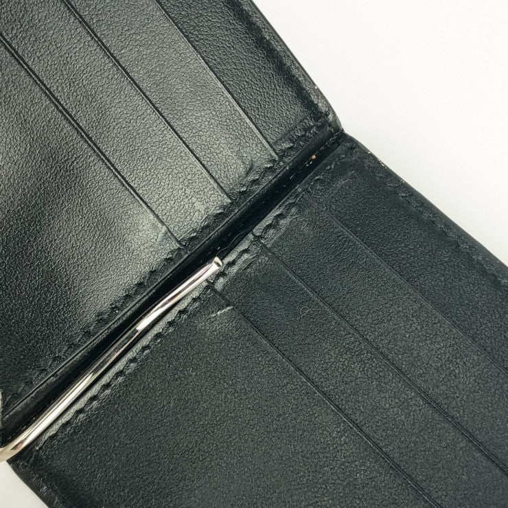 美品 GUCCI グッチ 二つ折り財布 GGエンボス マネークリップ 676656 ブラック レザー メンズ 札入れ