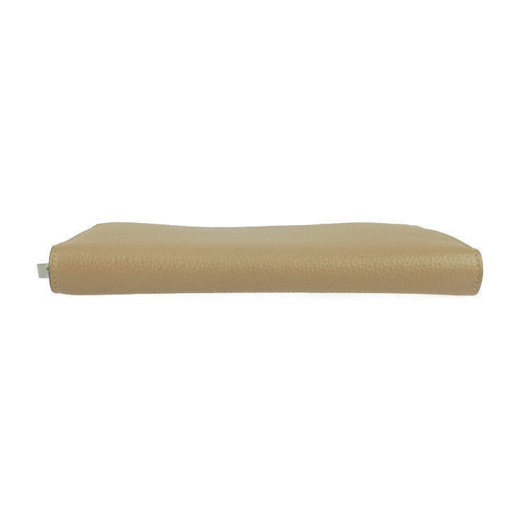 超美品 CELINE セリーヌ 長財布 ラージ ジップドウォレット - ベージュ系 オレンジレッド系 シルバー金具 レザー レディース バイカラー ラウンドファスナー