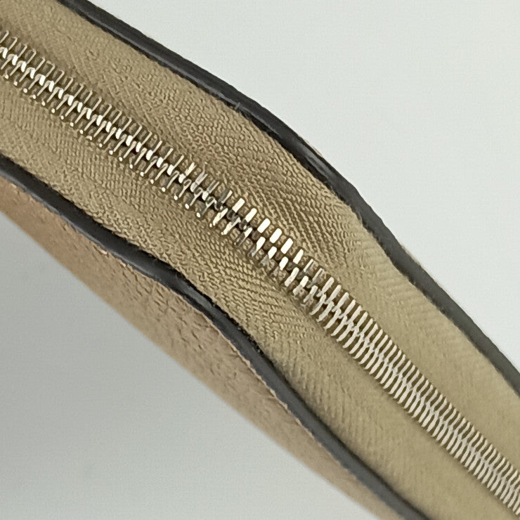 超美品 CELINE セリーヌ 長財布 ラージ ジップドウォレット - ベージュ系 オレンジレッド系 シルバー金具 レザー レディース バイカラー ラウンドファスナー