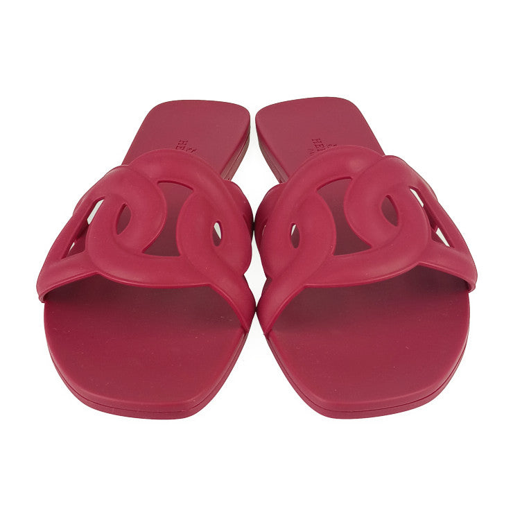 新古未使用展示品 HERMES エルメス サンダル アロハ シェーヌダンクル - ボルドー系 ラバー レディース ビーチサンダル シャワーサンダル フラット スライド ＃35