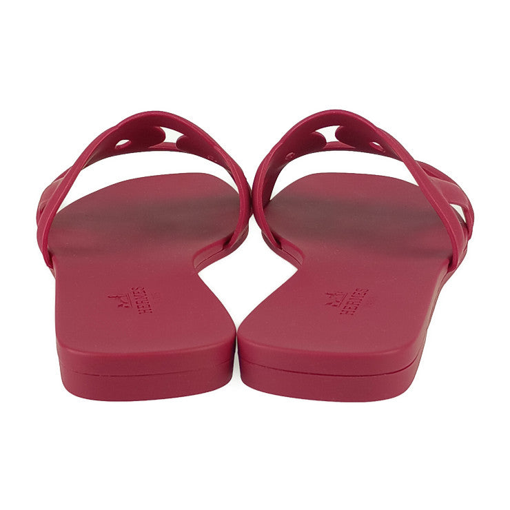 新古未使用展示品 HERMES エルメス サンダル アロハ シェーヌダンクル - ボルドー系 ラバー レディース ビーチサンダル シャワーサンダル フラット スライド ＃35