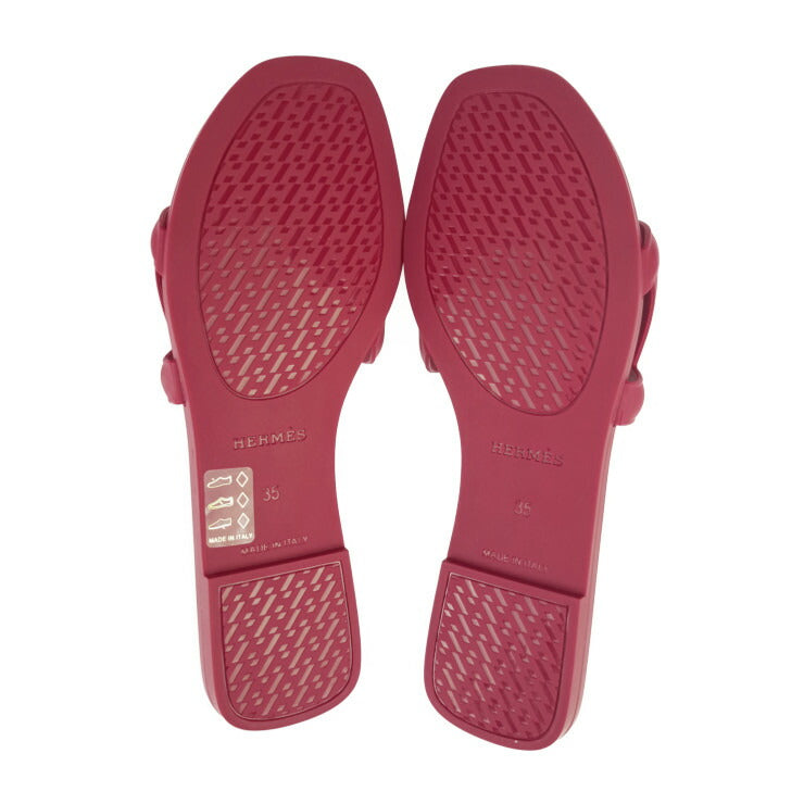 新古未使用展示品 HERMES エルメス サンダル アロハ シェーヌダンクル - ボルドー系 ラバー レディース ビーチサンダル シャワーサンダル フラット スライド ＃35