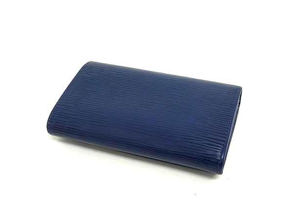 美品 LOUIS VUITTON ルイ ヴィトン 二つ折り財布 エピ ポルトフォイユ トレゾール M6350G モーキーブルー レザー メンズ L字型ファスナー