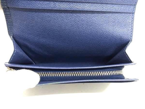 美品 LOUIS VUITTON ルイ ヴィトン 二つ折り財布 エピ ポルトフォイユ トレゾール M6350G モーキーブルー レザー メンズ L字型ファスナー