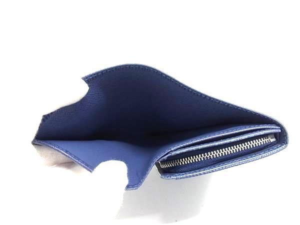 美品 LOUIS VUITTON ルイ ヴィトン 二つ折り財布 エピ ポルトフォイユ トレゾール M6350G モーキーブルー レザー メンズ L字型ファスナー