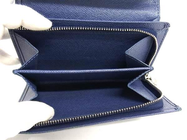 美品 LOUIS VUITTON ルイ ヴィトン 二つ折り財布 エピ ポルトフォイユ トレゾール M6350G モーキーブルー レザー メンズ L字型ファスナー