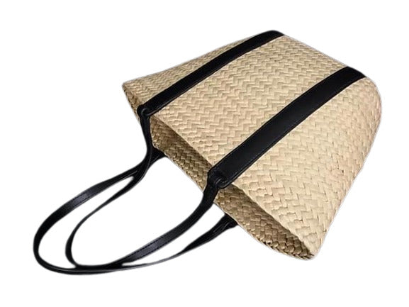 新品未使用展示品 COACH コーチ ハンドバッグ CQ788 ナチュラル ストロー、リファインドカーフレザー かごバッグ