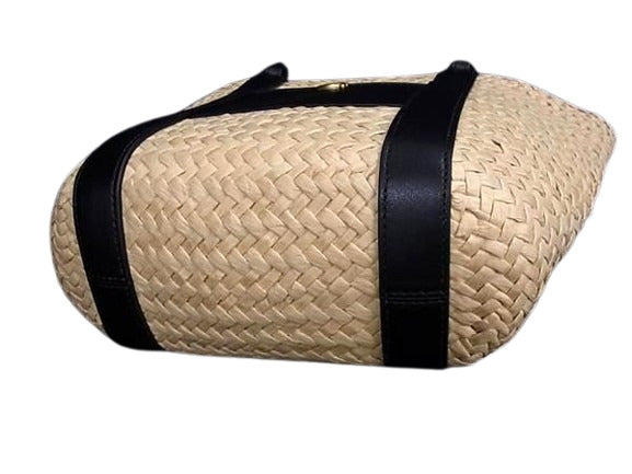 新品未使用展示品 COACH コーチ ハンドバッグ CQ788 ナチュラル ストロー、リファインドカーフレザー かごバッグ