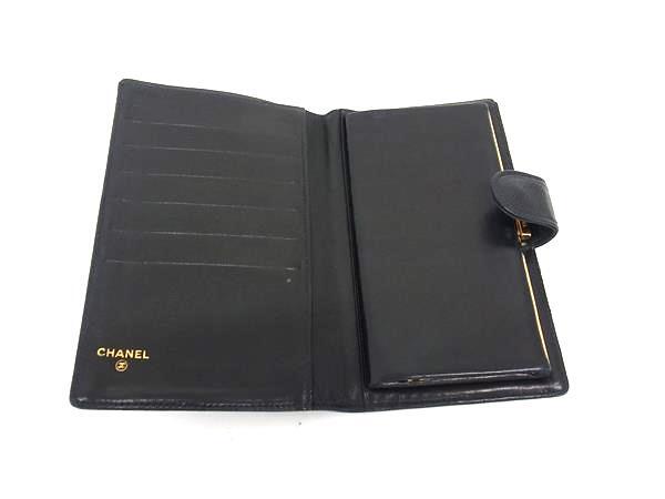 CHANEL シャネル 二つ折り長財布 A01429 ブラック キャビアスキン レディース ココマーク