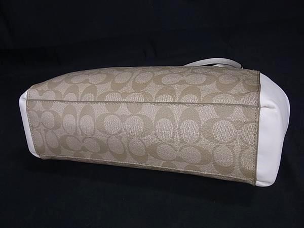 美品 COACH コーチ トートバッグ スモールクリスティーキャリオール F58291 ベージュ系×アイボリー系 PVC×レザー レディース シグネチャー クロスボディ 2WAY