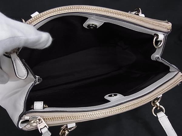 美品 COACH コーチ トートバッグ スモールクリスティーキャリオール F58291 ベージュ系×アイボリー系 PVC×レザー レディース シグネチャー クロスボディ 2WAY